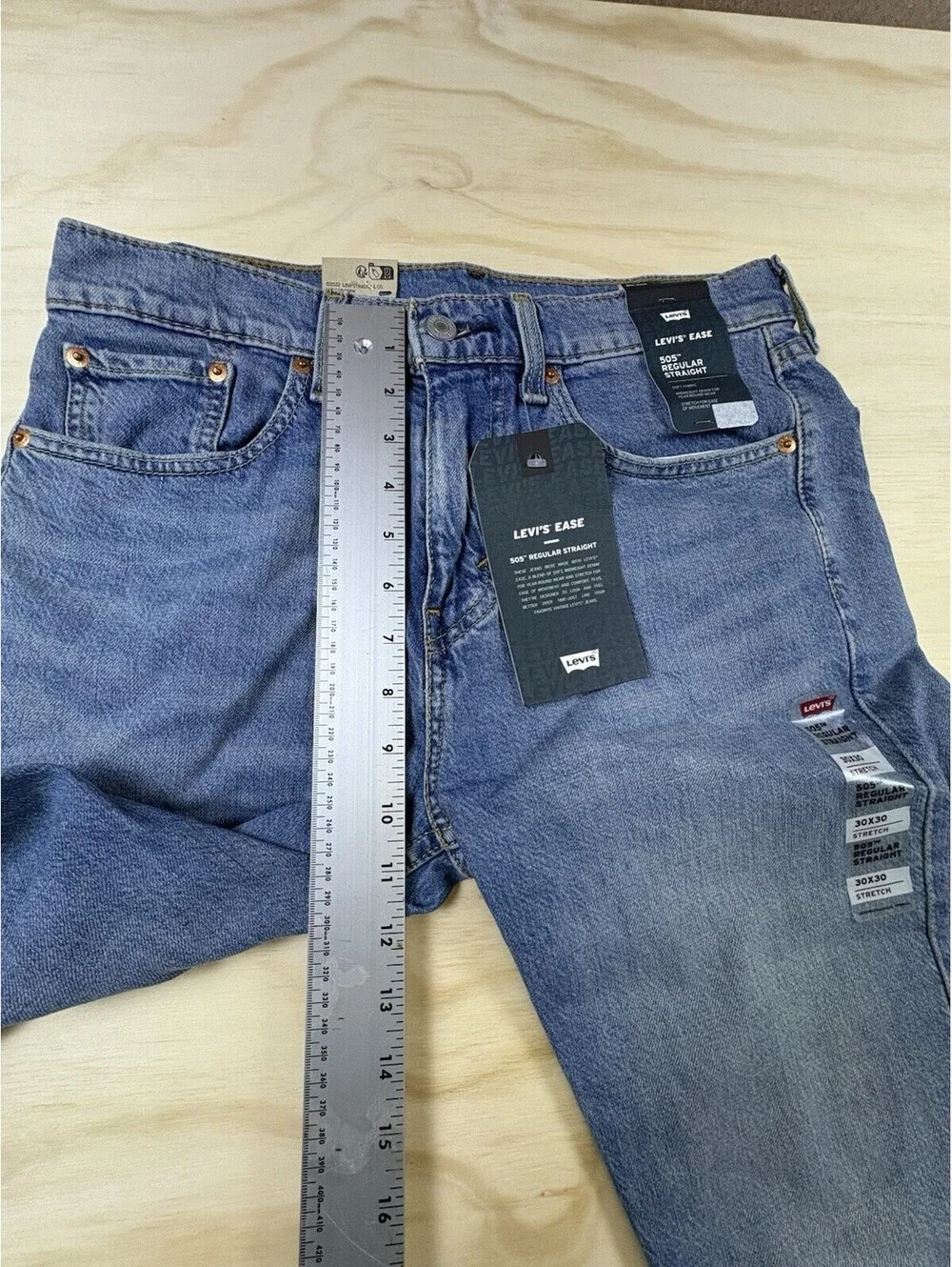 NEW Levis 505 Regular Jeans Mens 30x30 Blue Med Wash Stretch Straight Leg Denim